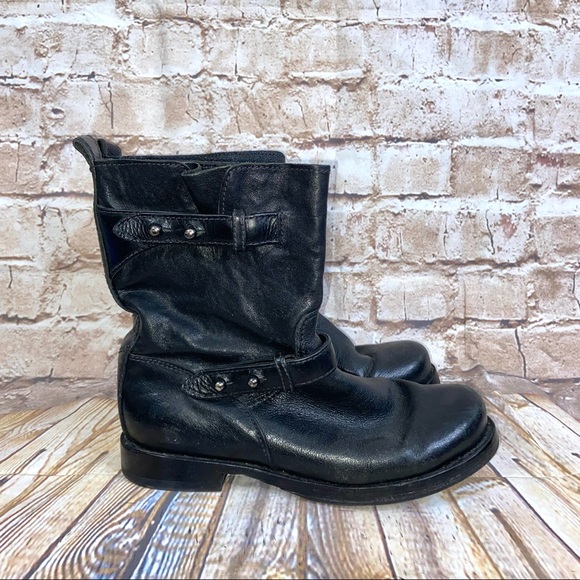 Rag & Bone Black Leather Harper Moto Boot Size 7.5 - Picture 1 of 10